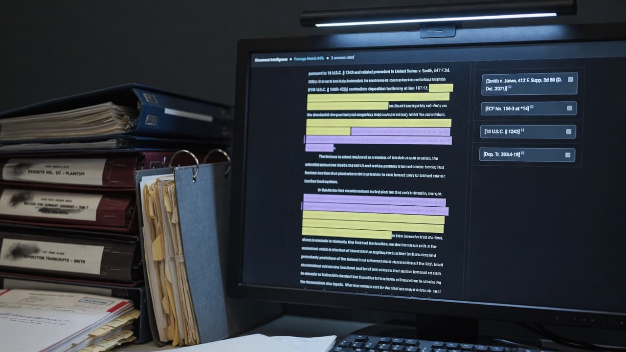 Document intelligence workstation with source files and a citation console.